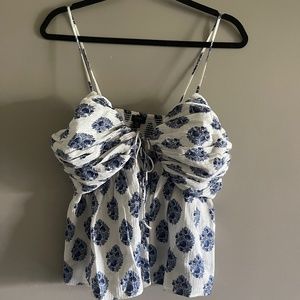 Gathered Lurex® gauze camisole in gathered floral block print